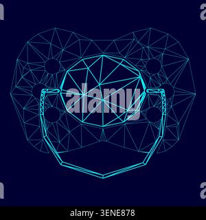 Baby pacifier low poly triangulation triangulated polygonal electric cyan blue vibrant aqua neon color vector illustration image outline contour line Stock Vector