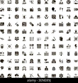 Collection of various modern glyph icons illustrating diverse concepts related to business, industry, service, technology, healthcare, and everyday li Stock Vector
