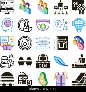 Set of various business, technology, social, finance, health, and environmental symbols displaying a wide range of modern concepts and necessities acr Stock Vector