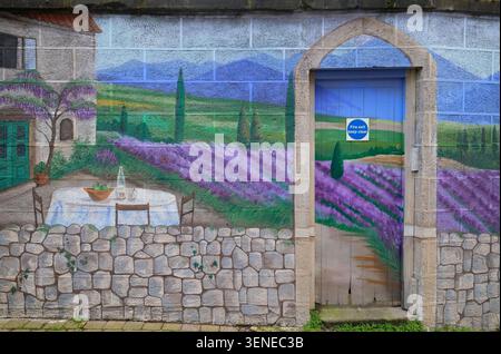 tuscan scene painted on building wall, harrogate, north yorkshire, england Stock Photo