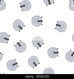 pattern isometric robot vacuum cleaner cartoon. automatic electric, dust hand, hoover function isometric robot vacuum cleaner sign. seamless symbol ve Stock Vector