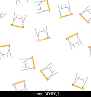 pattern empty folding table cartoon. single chair, foldable front empty folding table sign. seamless symbol vector illustration Stock Vector