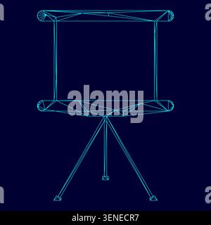 Business presentation board low poly triangulation triangulated polygonal electric cyan blue vibrant aqua neon color vector illustration image Stock Vector