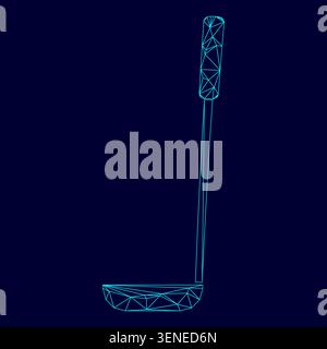 Soupe ladle low poly triangulation triangulated polygonal electric cyan blue vibrant aqua neon color vector illustration image outline contour line Stock Vector