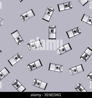 seamless pattern Automatic pet feeder providing consistent food portions and scheduled alimentation for cats or dogs, representing modern pet care tec Stock Vector
