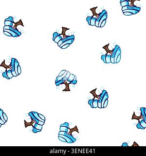 pattern Fantasy tree with flowing light blue canopy, purple accents and glowing orbs, evoking an enchanted, whimsical forest scene perfect for fairyta Stock Vector