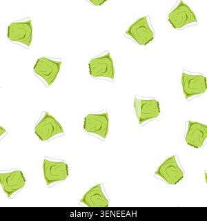 pattern light green fabric drawstring bag with purple cords on white background, flat vector illustration of a reusable, casual pouch for gym, laundry Stock Vector