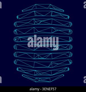 Fingerprint low poly triangulation triangulated polygonal electric cyan blue vibrant aqua neon color vector illustration image outline contour line Stock Vector