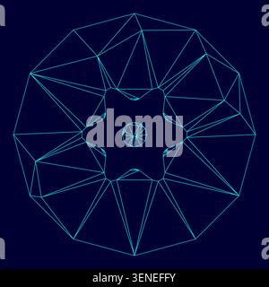 Blueberry low poly triangulation triangulated polygonal electric cyan blue vibrant aqua neon color vector illustration image outline contour line Stock Vector