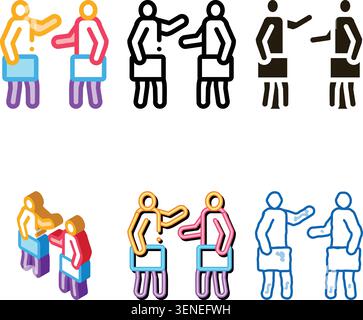 meeting of two working people icon vector. meeting of two working styles people sign. color contour symbol Stock Vector