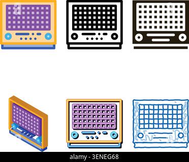 vintage stylized radio icon vector. vintage radio sign. color symbol Stock Vector