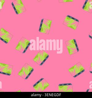 pattern colour pencil holder cartoon. box stationary, basket container, pen pink colour pencil holder sign. seamless vector illustration Stock Vector