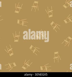 seamless pattern furniture folding chair cartoon. furniture folding chair sign vector Stock Vector