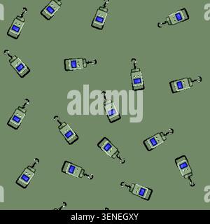 seamless pattern Handheld digital scale device displaying a blank screen and a hanging hook, symbolizing the measurement of baggage weight for travel Stock Vector
