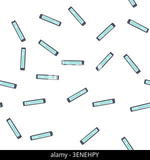 pattern dark gray and light blue video cassette spine standing vertically, representing retro analogue television and movie entertainment from the 80s Stock Vector