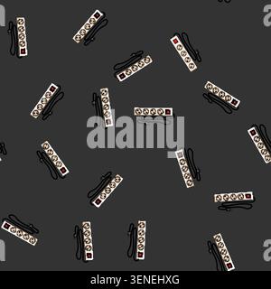 seamless pattern Power strip with four outlets and a red onoff switch on a white background, ideal for managing multiple electronic devices and expand Stock Vector