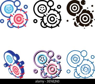 Cancerous Stem Cell Pathogen multipack Element Vector Icon Thin Line Sign. Pathogen Bacteria Attack Linear Pictogram. Chemical Microbe Type Infection Stock Vector