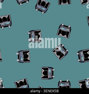 seamless pattern money counter machine cartoon. bank currency, cash economy, paper finance money counter machine sign vector Stock Vector