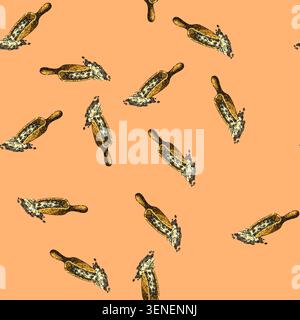 pattern oatmeal oat spoon hand drawn. bowl cereal, porridge breakfast, healthy blueberry, food s, fruit muesli oatmeal oat spoon vector sketch illustr Stock Vector