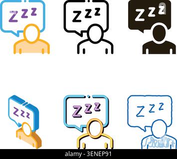 Human Zzz In types Quote Frame Icon Vector. Outline Human Zzz In Quote Frame Sign. Isolated Contour Symbol Stock Vector