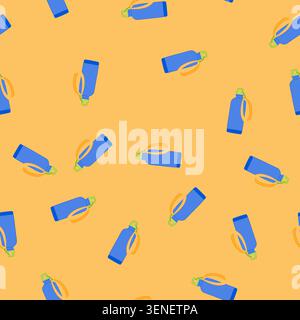 pattern container sport drinking bottle cartoon. health plastic, blank healthy container sport drinking bottle sign. seamless vector illustration Stock Vector