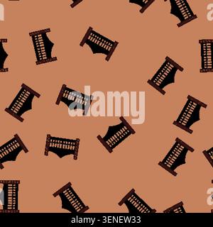 seamless pattern Ornate wrought iron gate featuring decorative scrolls and arches, flanked by sturdy brick pillars, symbolizing security, property, an Stock Vector
