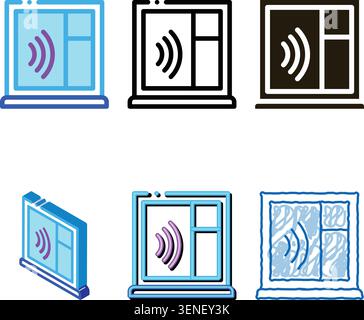 soundproof window icon vector. soundproof minimal window sign. color symbol Stock Vector