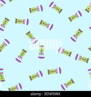 pattern bubble bubblegum machine cartoon. kids vending, cute container, retro old bubble bubblegum machine sign. seamless vector illustration Stock Vector
