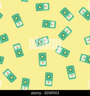 pattern indicators retro control panel cartoon. toggles sliders, rotary tactile, mechanical industrial indicators retro control panel sign. seamless v Stock Vector