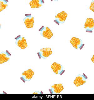 pattern hand coin jar cartoon. business gold, financial growth, deposit finance hand coin jar sign. seamless symbol vector illustration Stock Vector