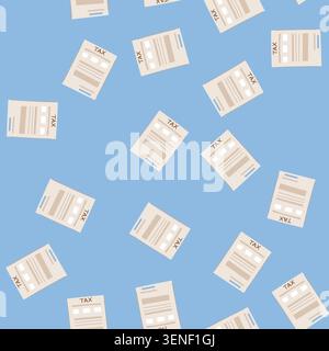 pattern income tax form cartoon. account calculator, bill finance, payment invoice income tax form sign. seamless vector illustration Stock Vector