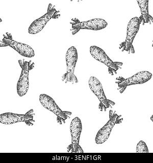 seamless pattern wasabi root food hand drawn. green sushi, japan ingredient, fresh organic, horseradish gourmet, raw condiment wasabi root food black Stock Vector