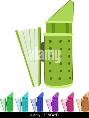 Bee smoker representing apiculture equipment for calming bees, a traditional tool used by beekeepers to manage beehives and facilitate honey harvestin Stock Vector