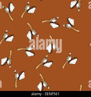 pattern salt in wooden spoon sketch hand drawn vector sea sodium salt, powder spa crystal Stock Vector