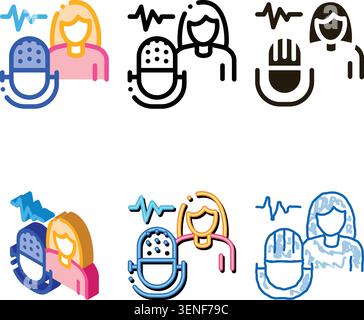 Testing Music Performance on Woman Icon Vector. Outline Testing Music Performance on Woman Sign. Isolated Contour Symbol simplified Stock Vector