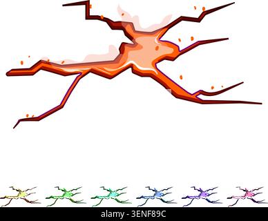 road ground crack cartoon. egg floor, broken glass, texture earth road ground crack sign colorful illustration Stock Vector