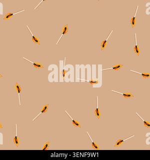 pattern burnt burning match cartoon. burnout employee, burn row, worker box burnt burning match sign. seamless vector illustration Stock Vector