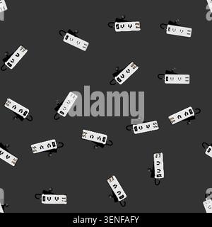 seamless pattern Power strip providing multiple ac outlets and usb charging ports for connecting and energizing various electronic devices, offering c Stock Vector