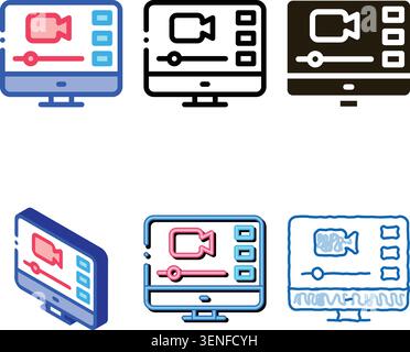 looks Video Player On Screen Icon Vector. Outline Video Player On Screen Sign. Isolated Contour Symbol Stock Vector