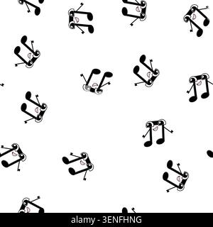 pattern ball retro music character cartoon. ghetto concert, tape cocktail, funky dance ball retro music character sign vector Stock Vector