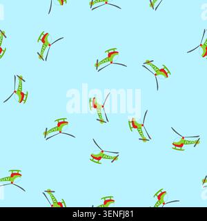 pattern model helicopter toy cartoon. children vehicle, radio technology, transport people model helicopter toy sign. seamless vector illustration Stock Vector