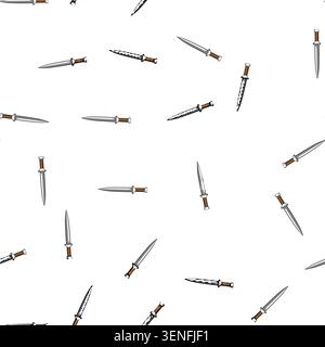pattern Stylized dagger object featuring a sharp metal blade and a brown handle, illustrating concepts of history, ancient warfare, defense, dangerous Stock Vector