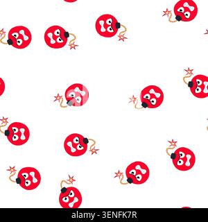 pattern dynamite bomb character cartoon. grenade warhead, tnt c4, shrapnel incendiary dynamite bomb character sign. seamless symbol vector illustratio Stock Vector
