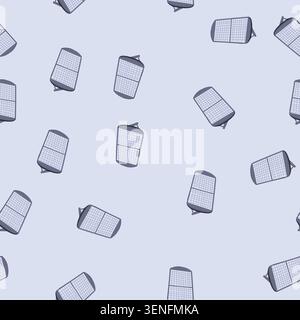 pattern field solar panel cartoon. renewable system, ecology house, industry nature field solar panel sign. seamless vector illustration Stock Vector