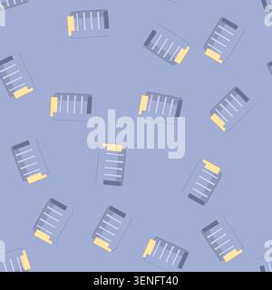 pattern bookcase magazine rack cartoon. blank supermarket, mockup bookshelf, empty retail bookcase magazine rack sign. seamless vector illustration Stock Vector