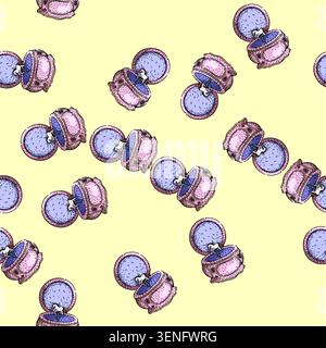 pattern Open music box with a small horse figure inside, representing childhood memories, timeless melody, and a classic decorative object in a hand d Stock Vector
