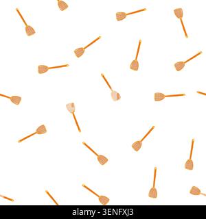 pattern orange plastic fly swatter with perforated paddle and long handle for household pest control, simple flat vector style cutout on white backgro Stock Vector