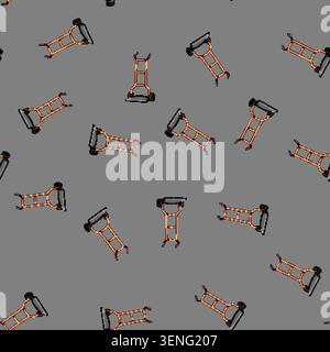 seamless pattern equipment hand cart cartoon. ling distribution, supply inventory, organization maneuverability equipment hand cart sign vector Stock Vector
