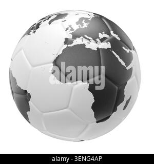 World map on a classic soccer bal 3d Stock Photo