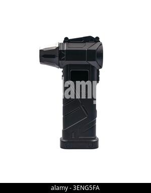 Portable electric leaf blower on white background Stock Photo